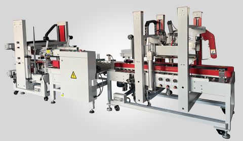 EXC-308A double column +EXC-312A fully automatic folding corner flange type sealing machine